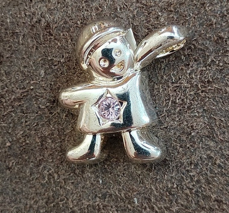 1990s Signed Best Silver Tone Schoolboy Pendant