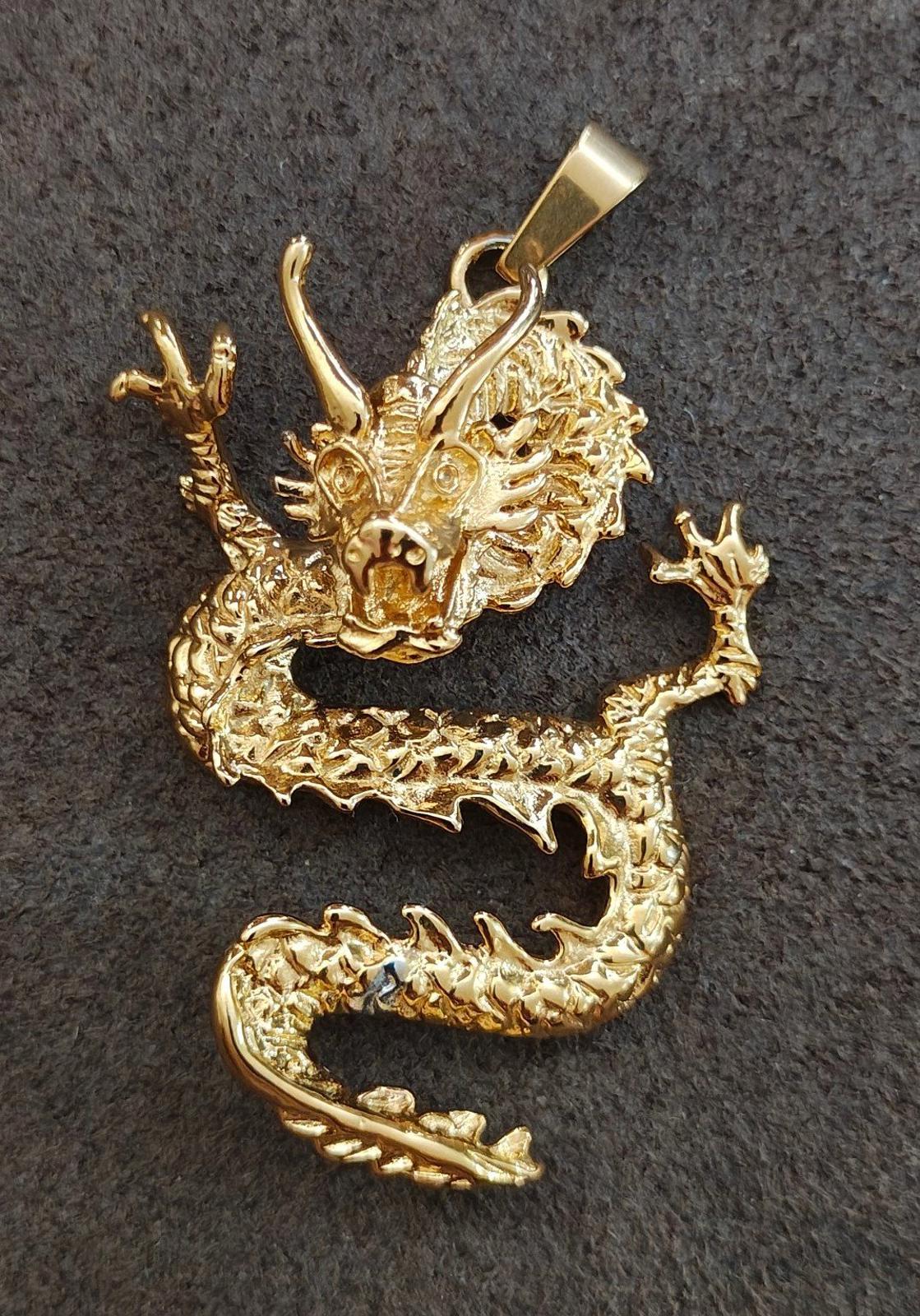 Cool Large Gold Tone Dragon Pendant