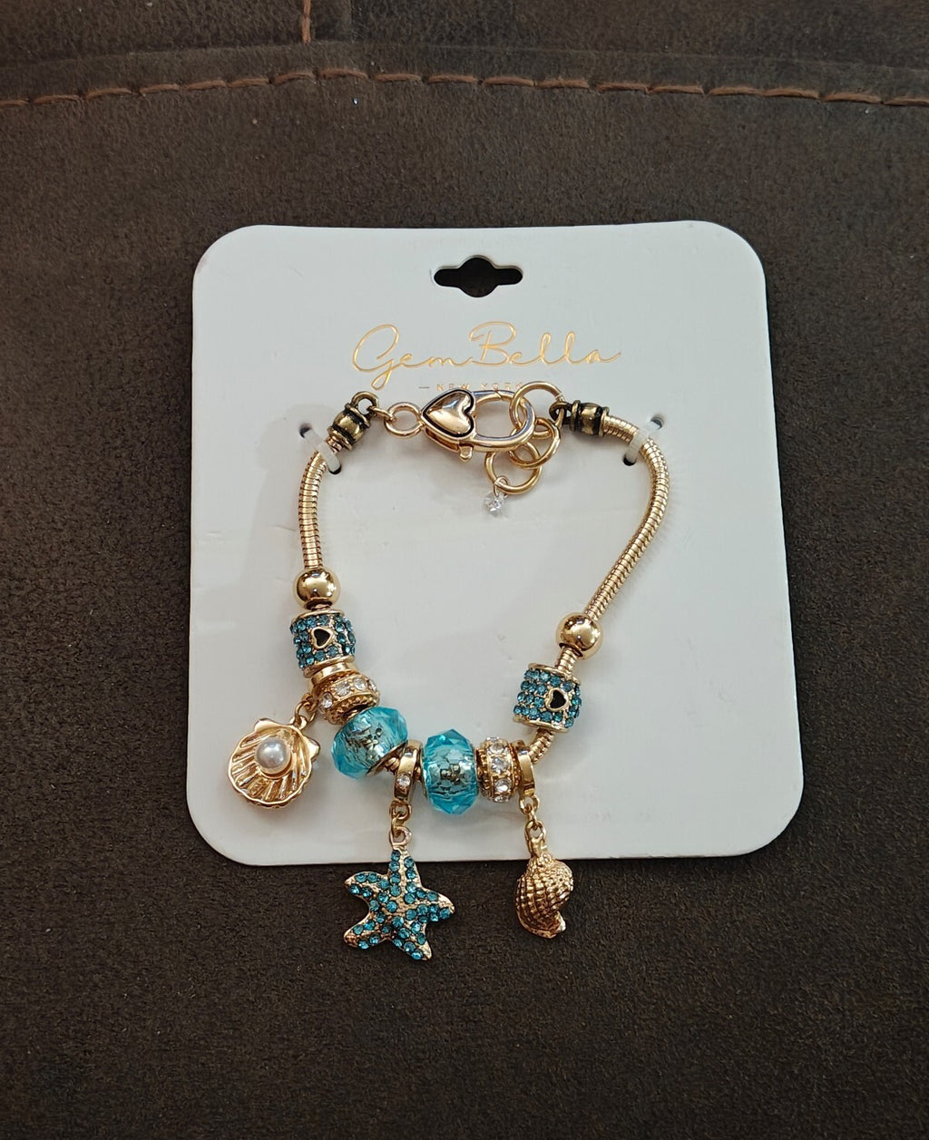 Gem Bella New York Gold Tone Ocean Themed Charm Bracelet New