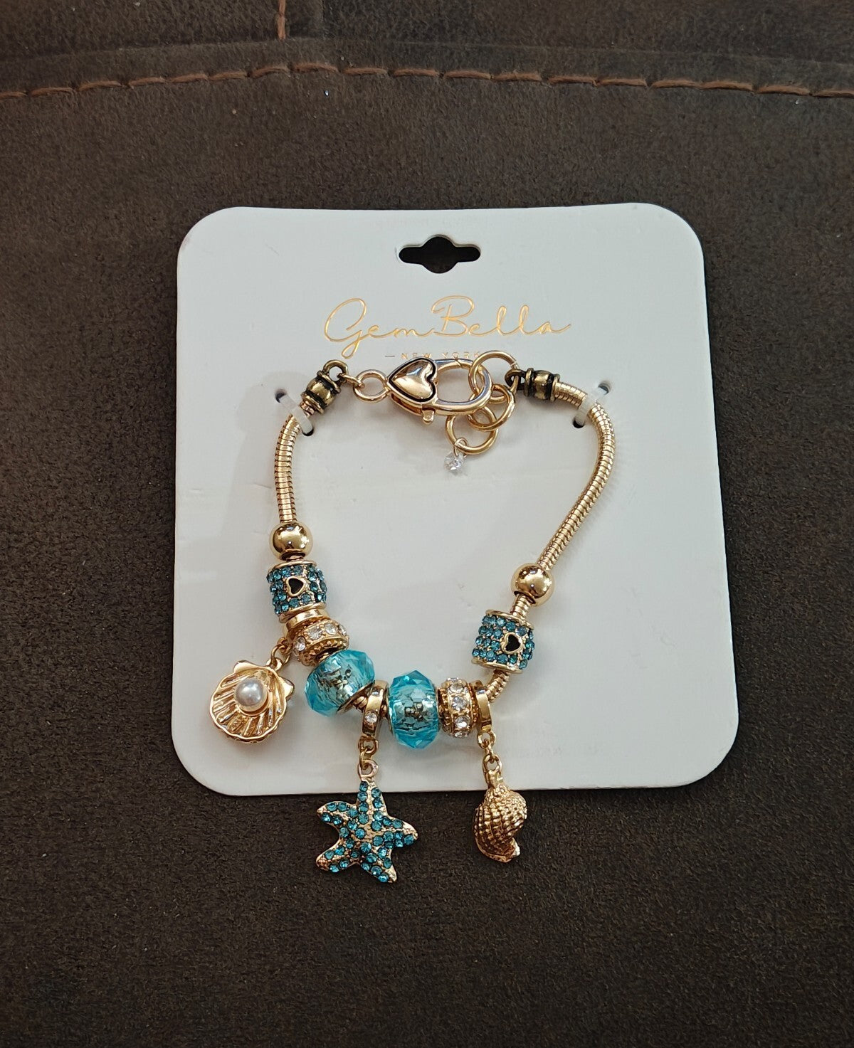 Gem Bella New York Gold Tone Ocean Themed Charm Bracelet New
