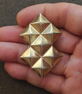 1950s Gold Tone Scarf Clip Featuring a Distinctive Geometric Pyramidic Design