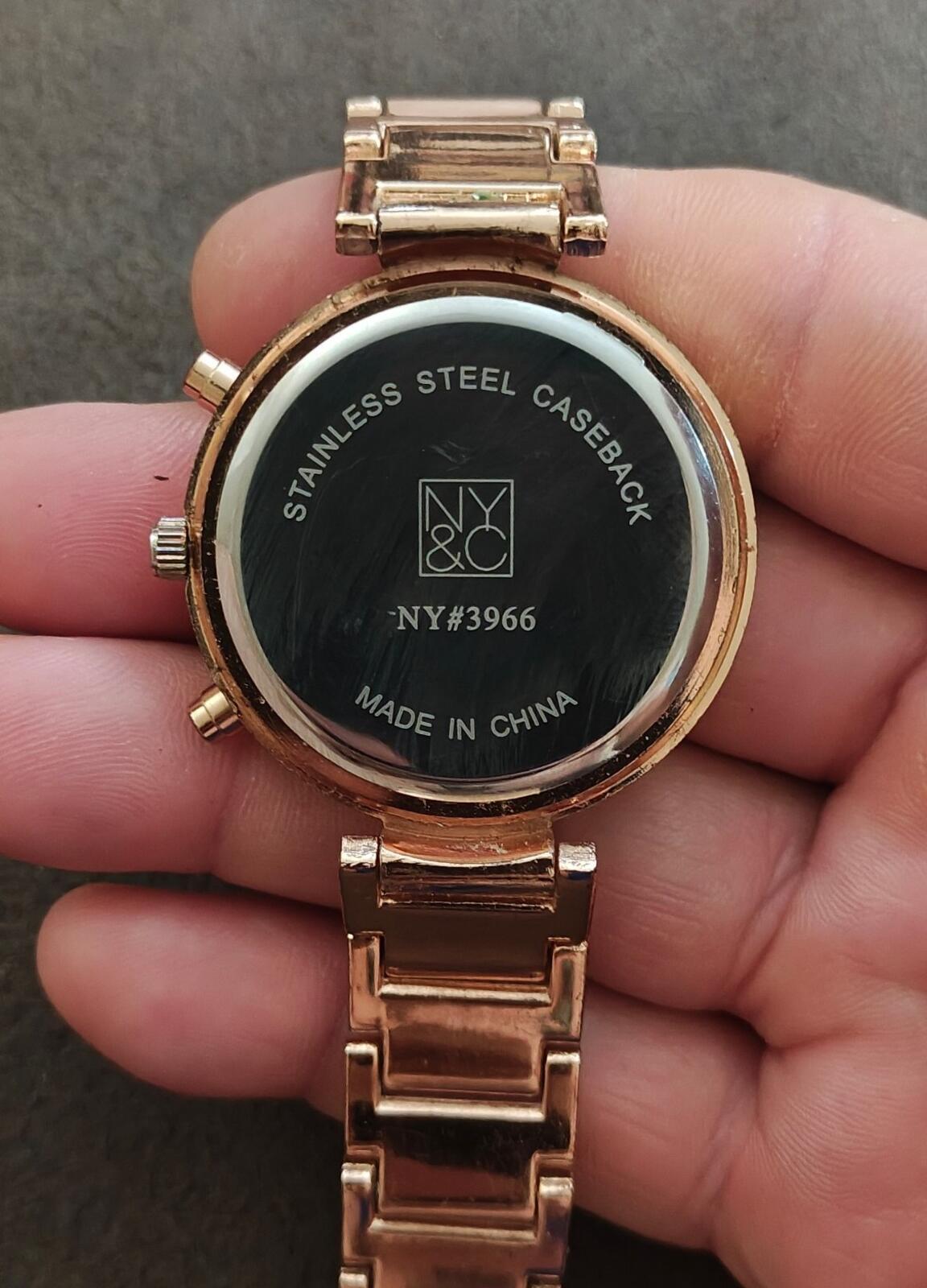 New York & Company (NY&C) Ladies Rose Gold Tone With Rhinestones Fashion Watch