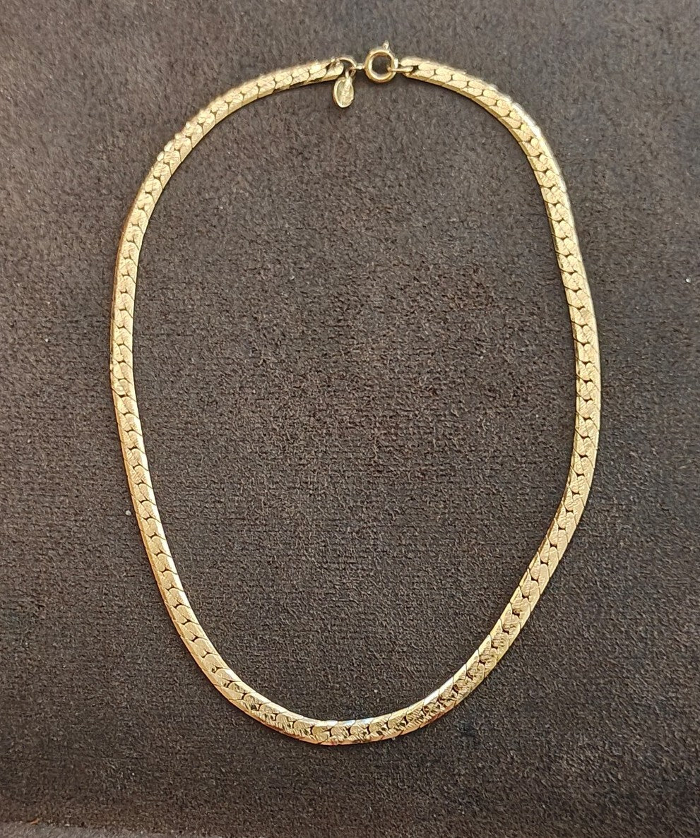 1970s/80s Signed Avon 15" Herringbone Necklace