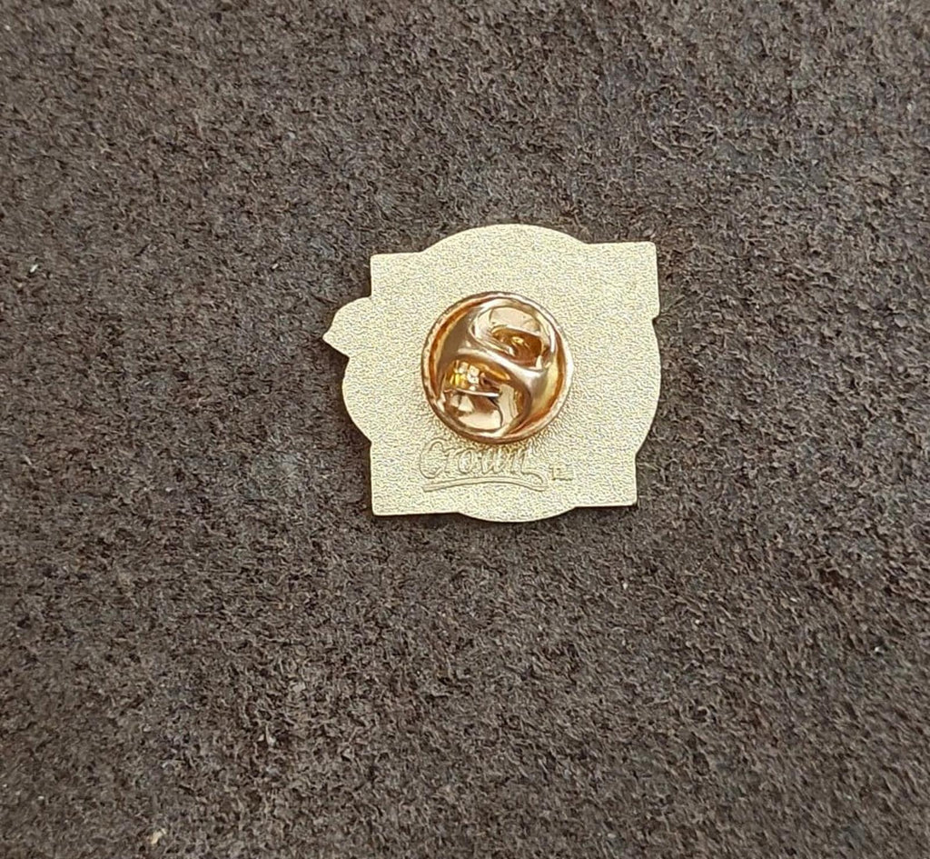 Gold-tone enamel teacher pin back with pin clasp