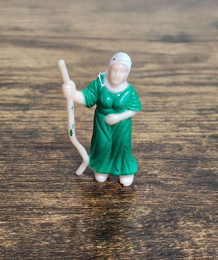 1950s Mrs. Noah Holding a Staff Rubber Figure/Figurine