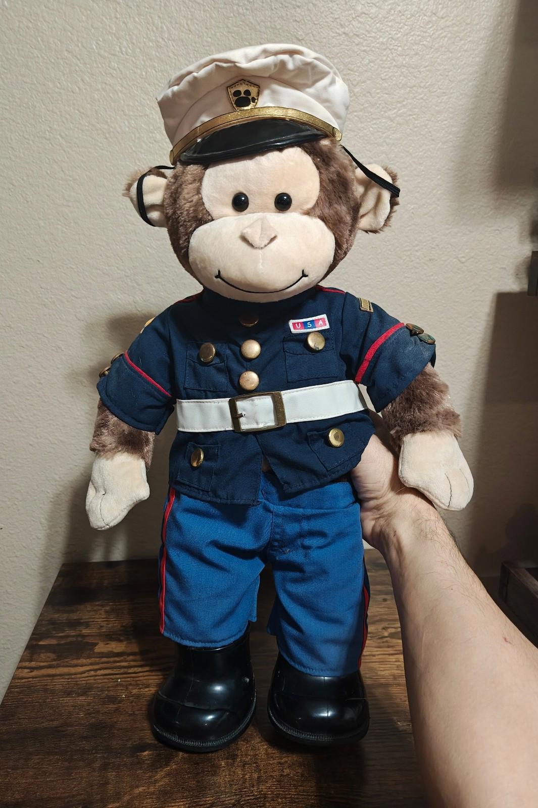 Smiley The Monkey Build-A-Bear In U.S Marine Corps Uniform 19" Plush