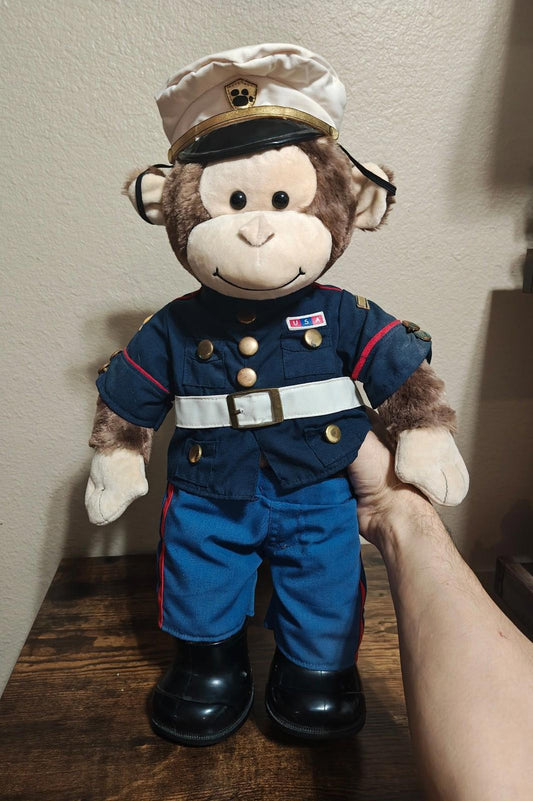 Smiley The Monkey Build-A-Bear In U.S Marine Corps Uniform 19" Plush