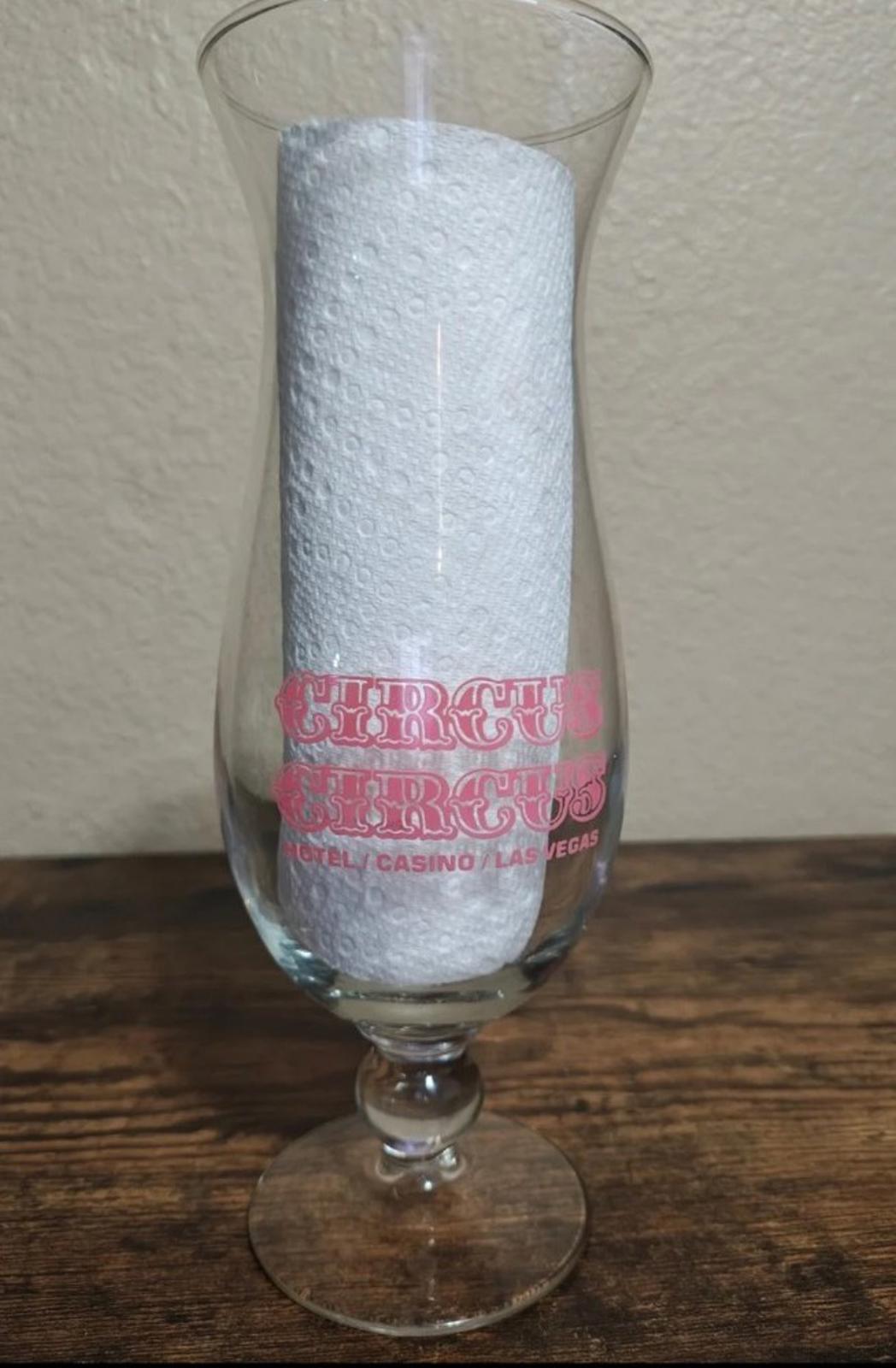 1990s Vintage Rare Circus Circus Hotel & Casino in Las Vegas Hurricane Glass.