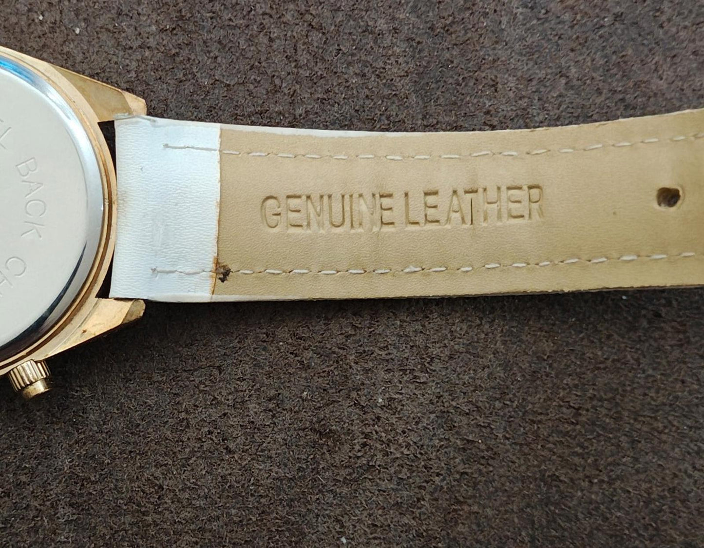 Verona Quartz With White Band Gold Tone White Dial Ladies Watch