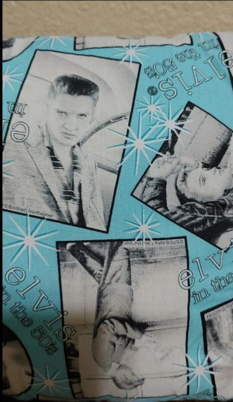 Early 2000s Handmade 1950’s Elvis Small Throw Pillow