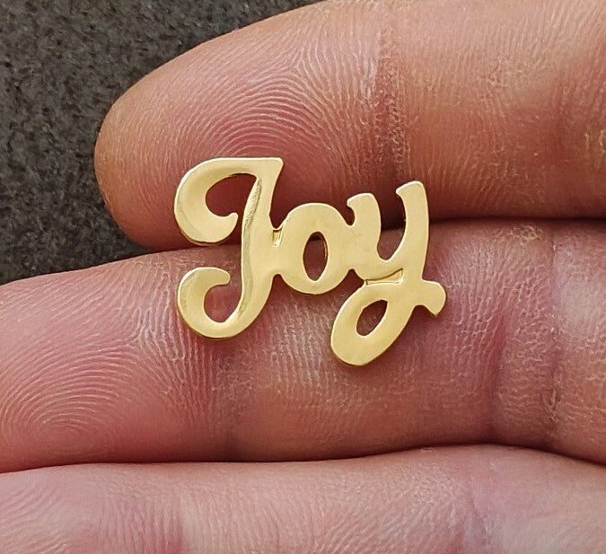 1980s Gold Tone Cursive "Joy" Script Pin