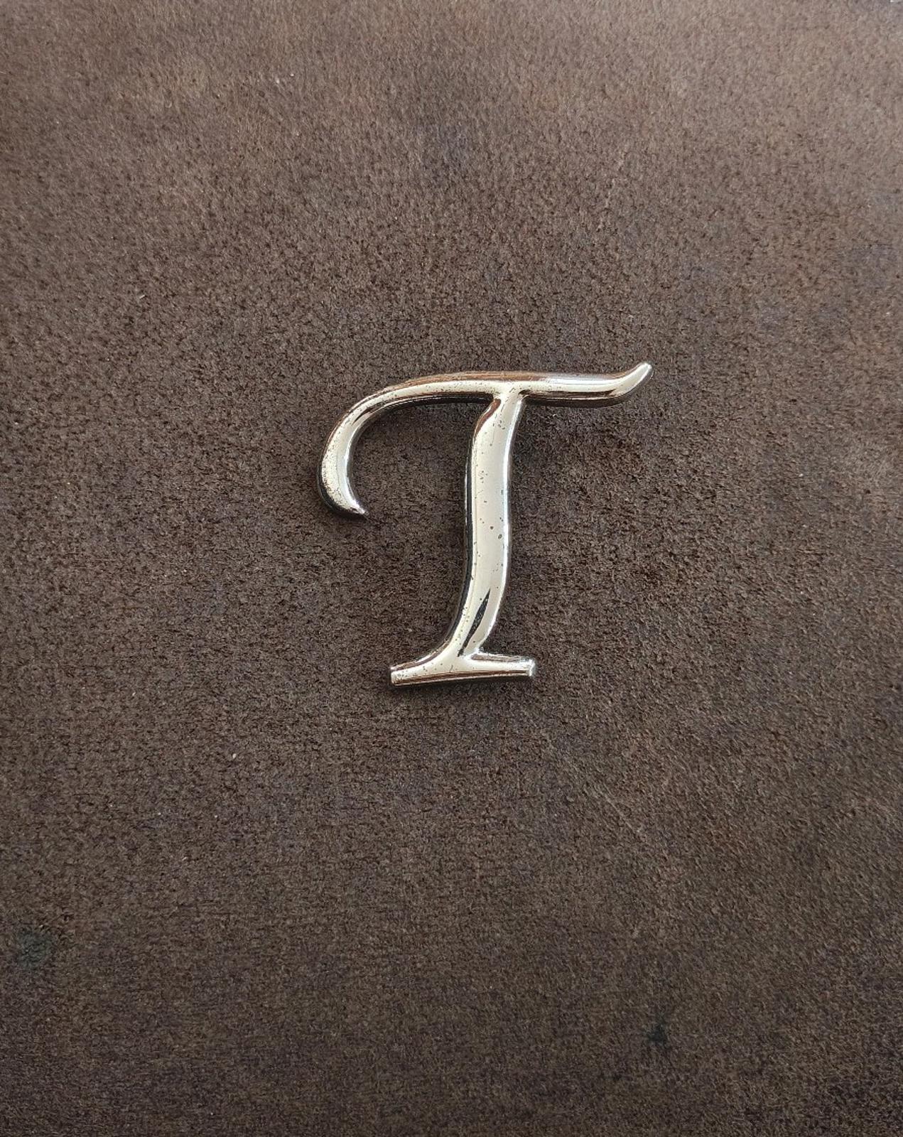 1980s Monogram Initial Letter T Silver Tone Pin/Brooch
