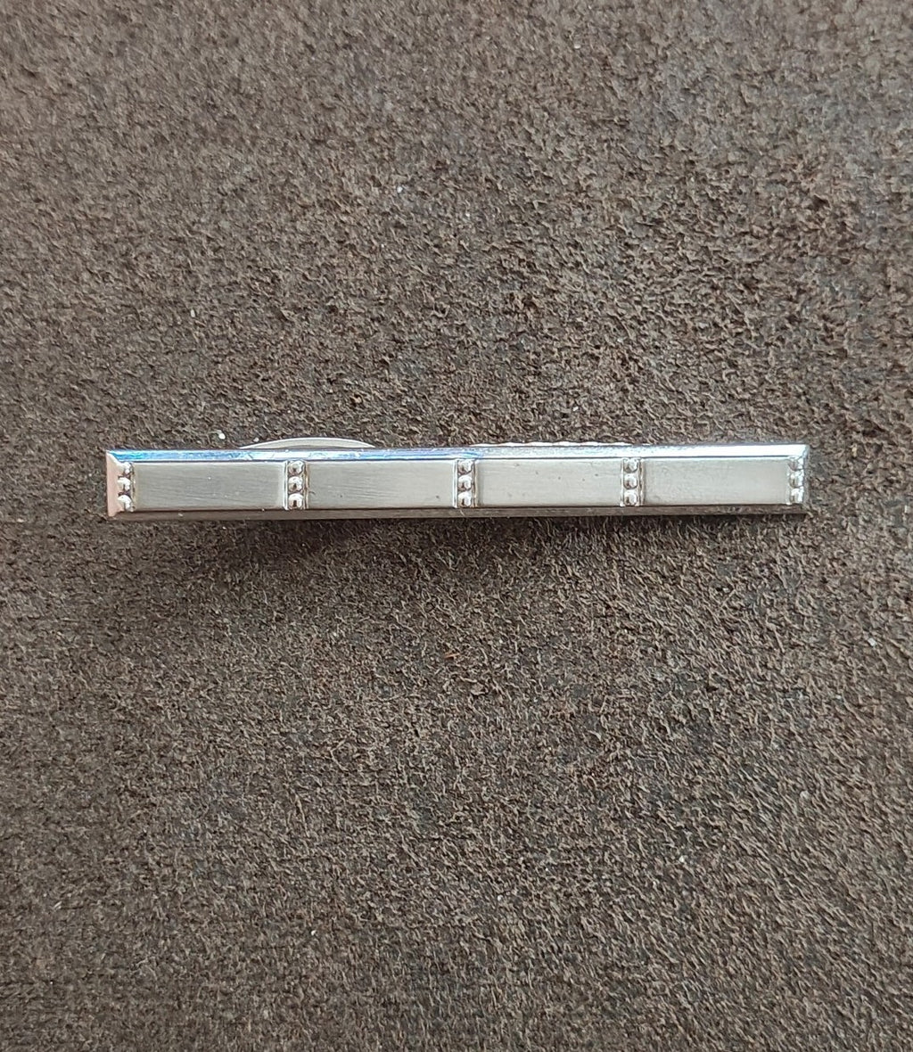 1950s/60s Hickok USA Silver Tone Modernist Panel Tie Bar Clip