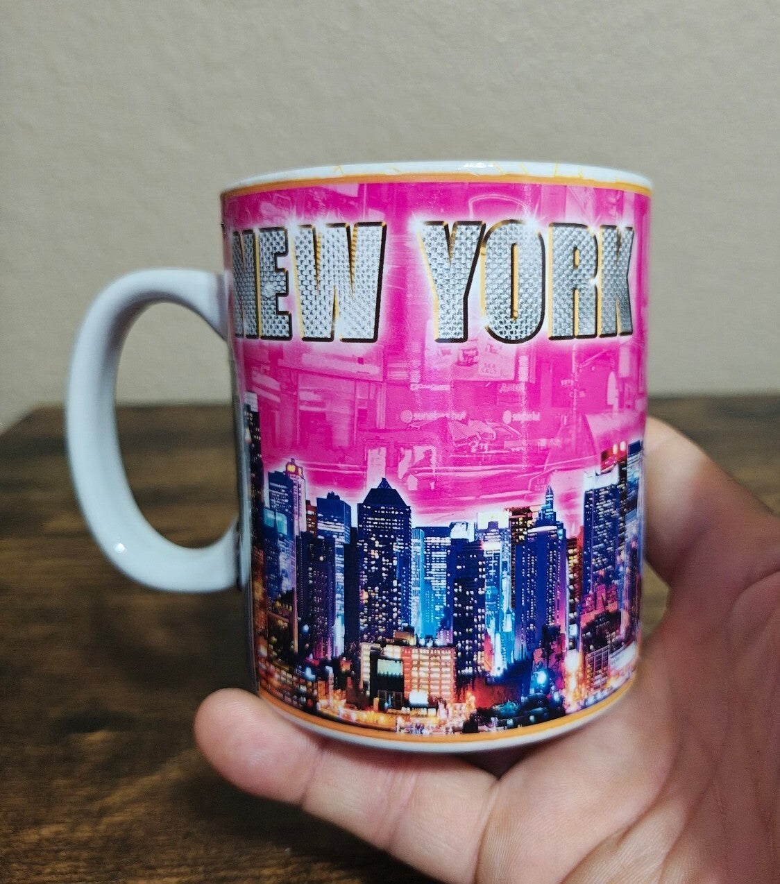 New York Themed Pink Ceramic Mug