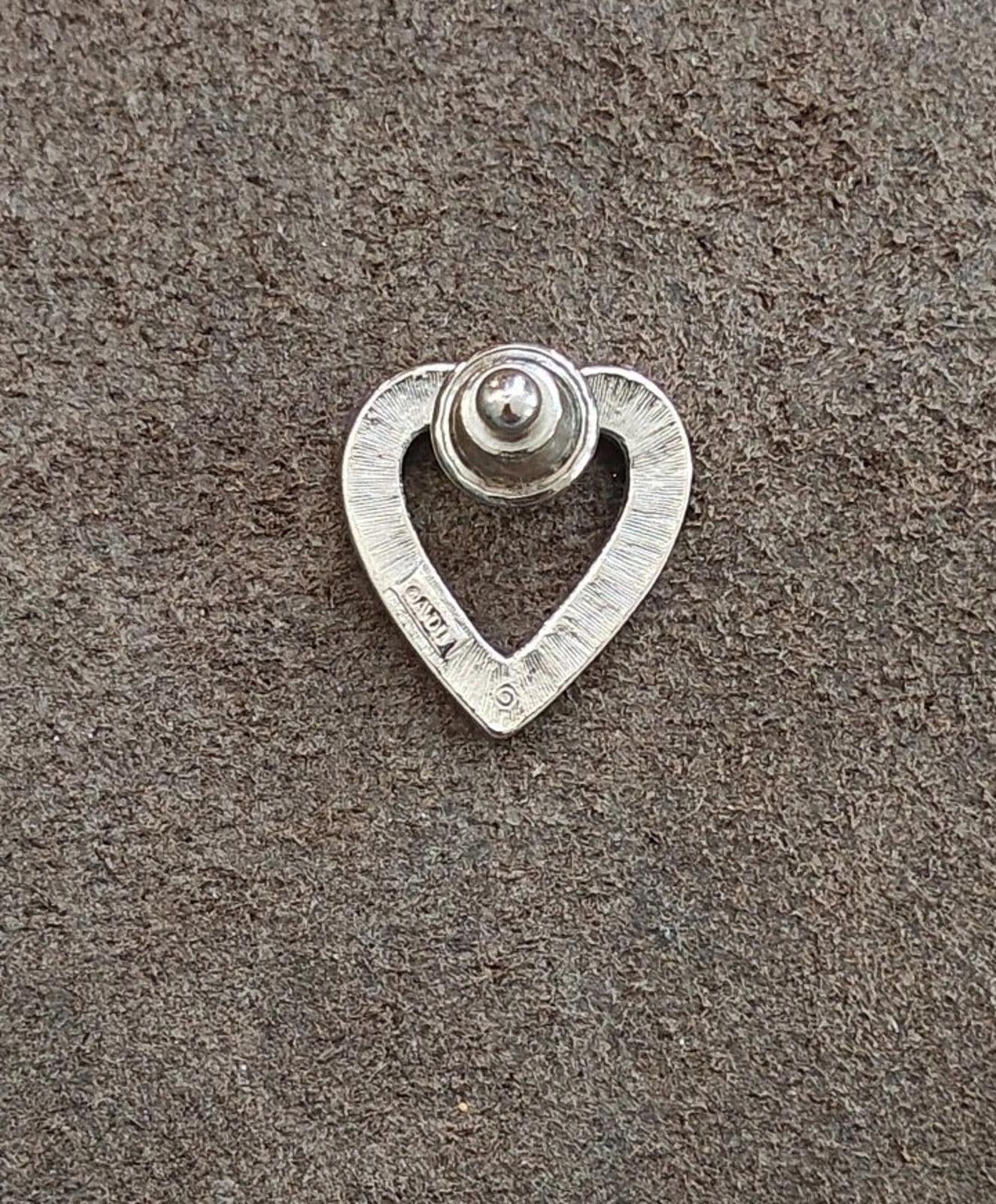 1990s Avon Crystal Rhinestones Silver Tone Open Heart Pin