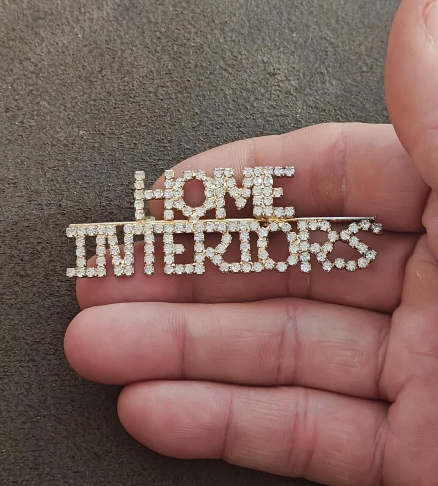 1980s Home Interiors & Gifts Rhinestone Gold Tone Brooch