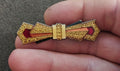 1970s/80s Art Deco Revival Pierre Bex French Enamel Silver Tone Bow Brooch.