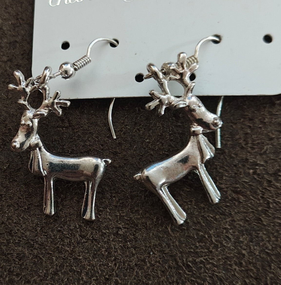 Charming Charlie Vintage Style Silver Reindeer Dangle Earrings