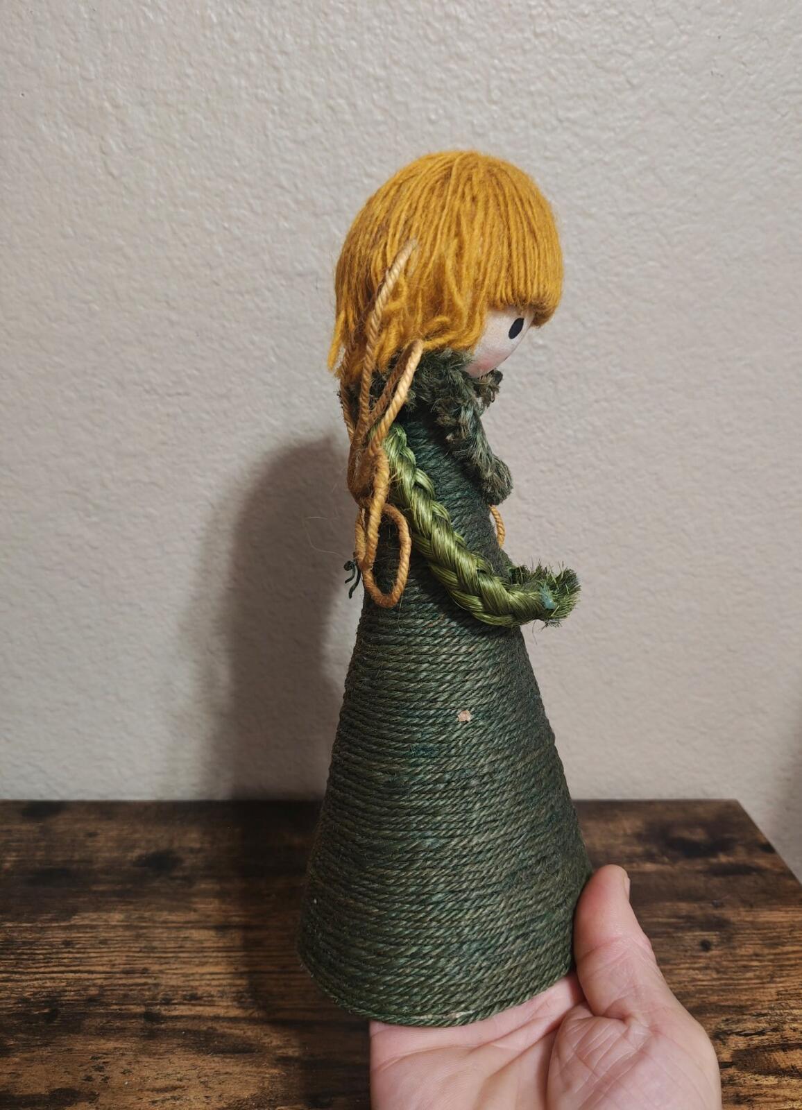 1960s/70s Handcrafted Burlap & Jute Angel Figurine/Tree Topper