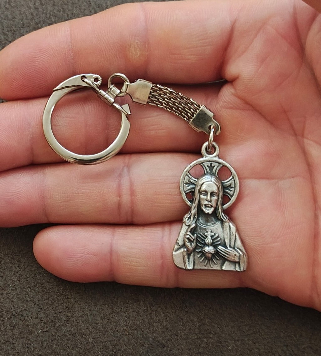 1960s/70s Sacred Heart of Jesus Pewter Keychain