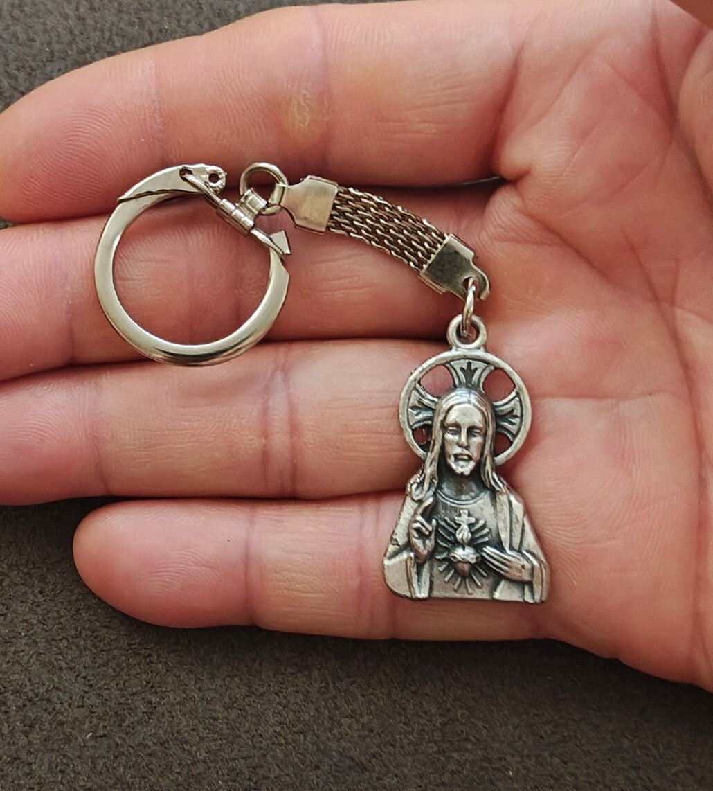 1960s/70s Sacred Heart of Jesus Pewter Keychain