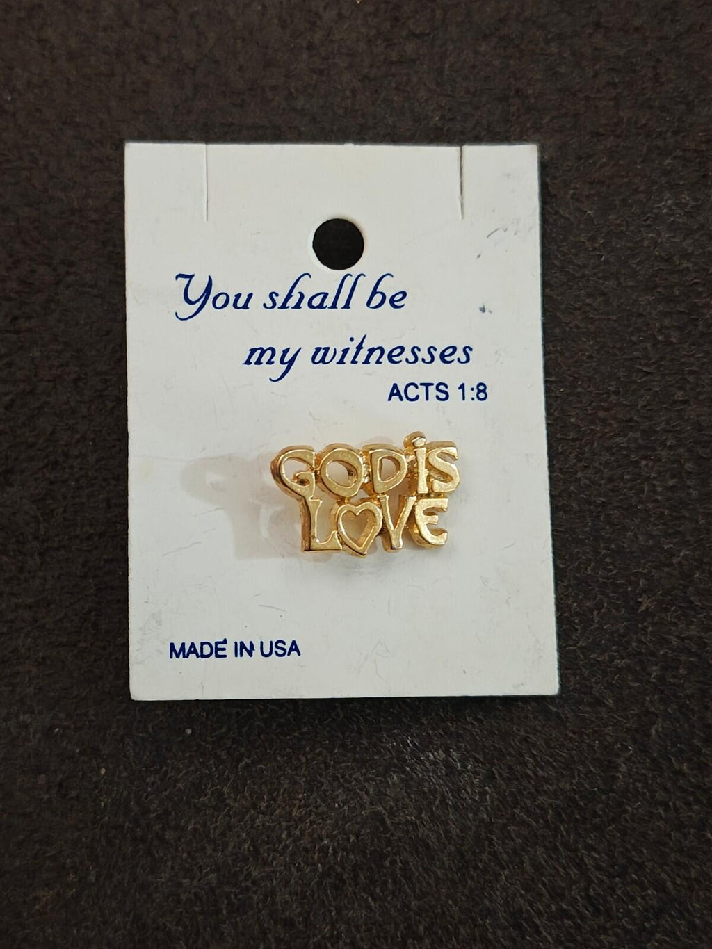 1980s Christian "God Is Love" Gold Tone Pin
