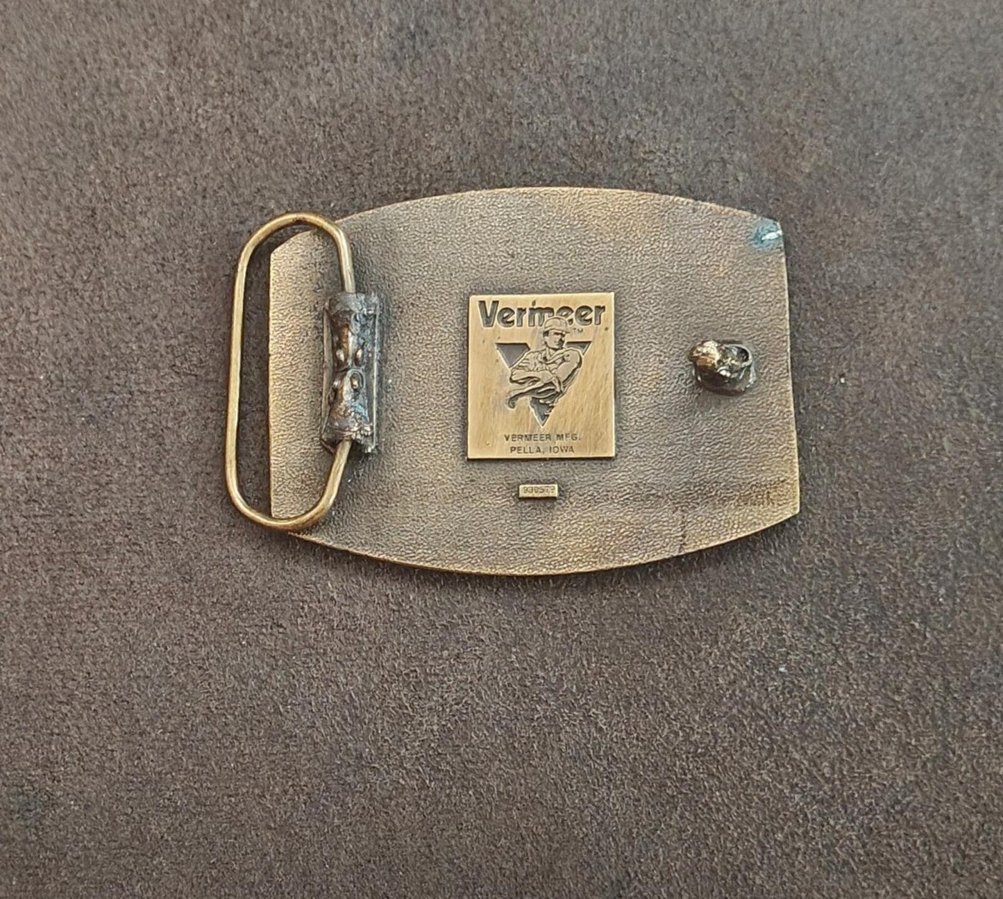 1970s/80s Vermeer Manufacturing Company Solid Brass Advertising Belt Buckle