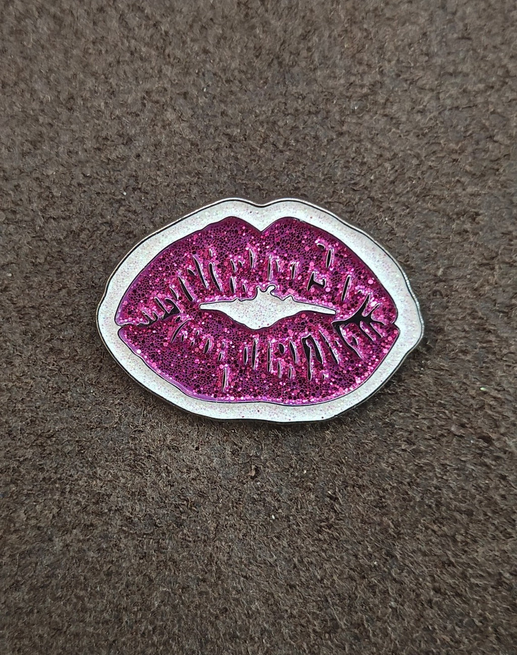 Vibrant Pink Glitter Lips Pin