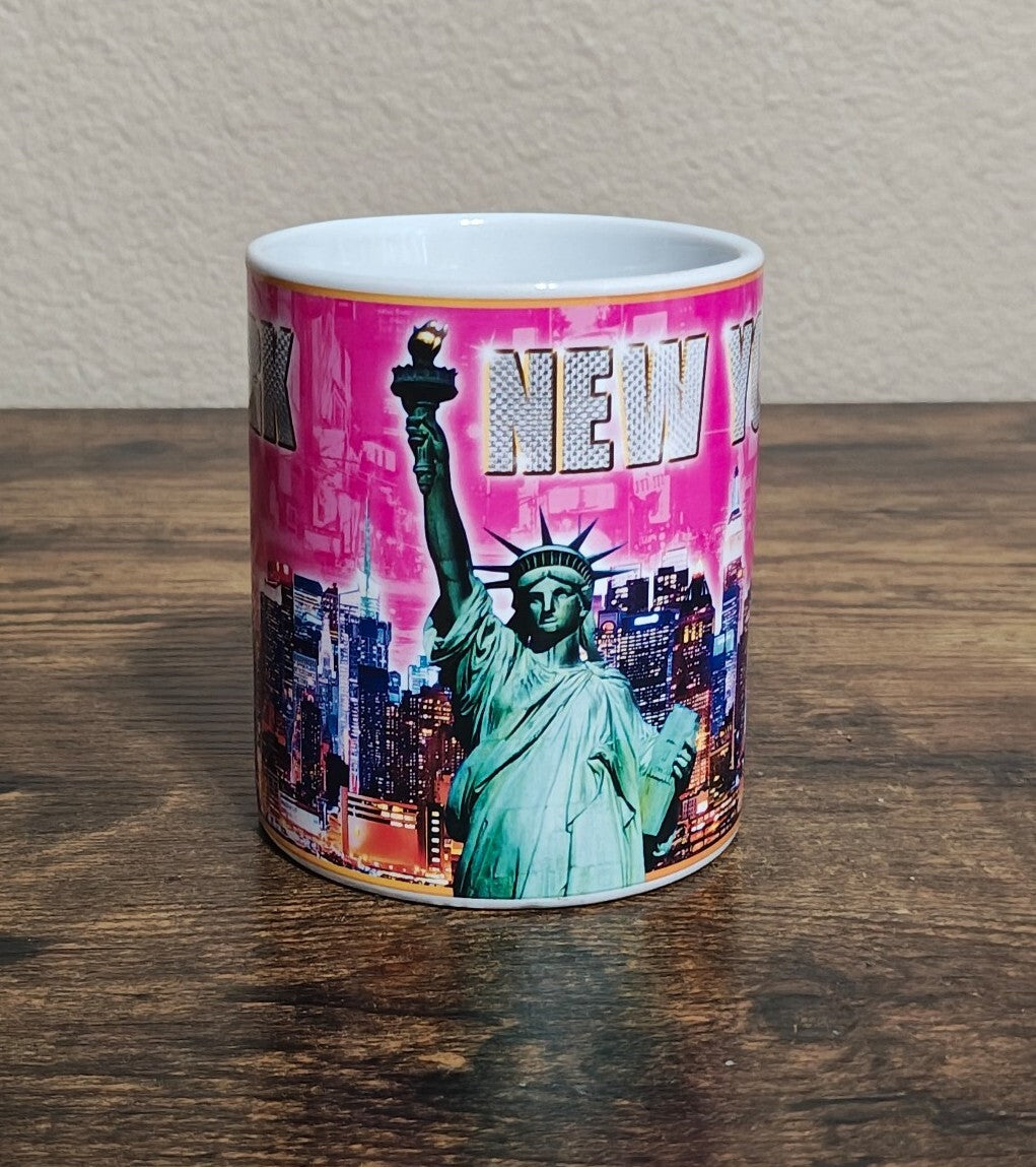 New York Themed Pink Ceramic Mug