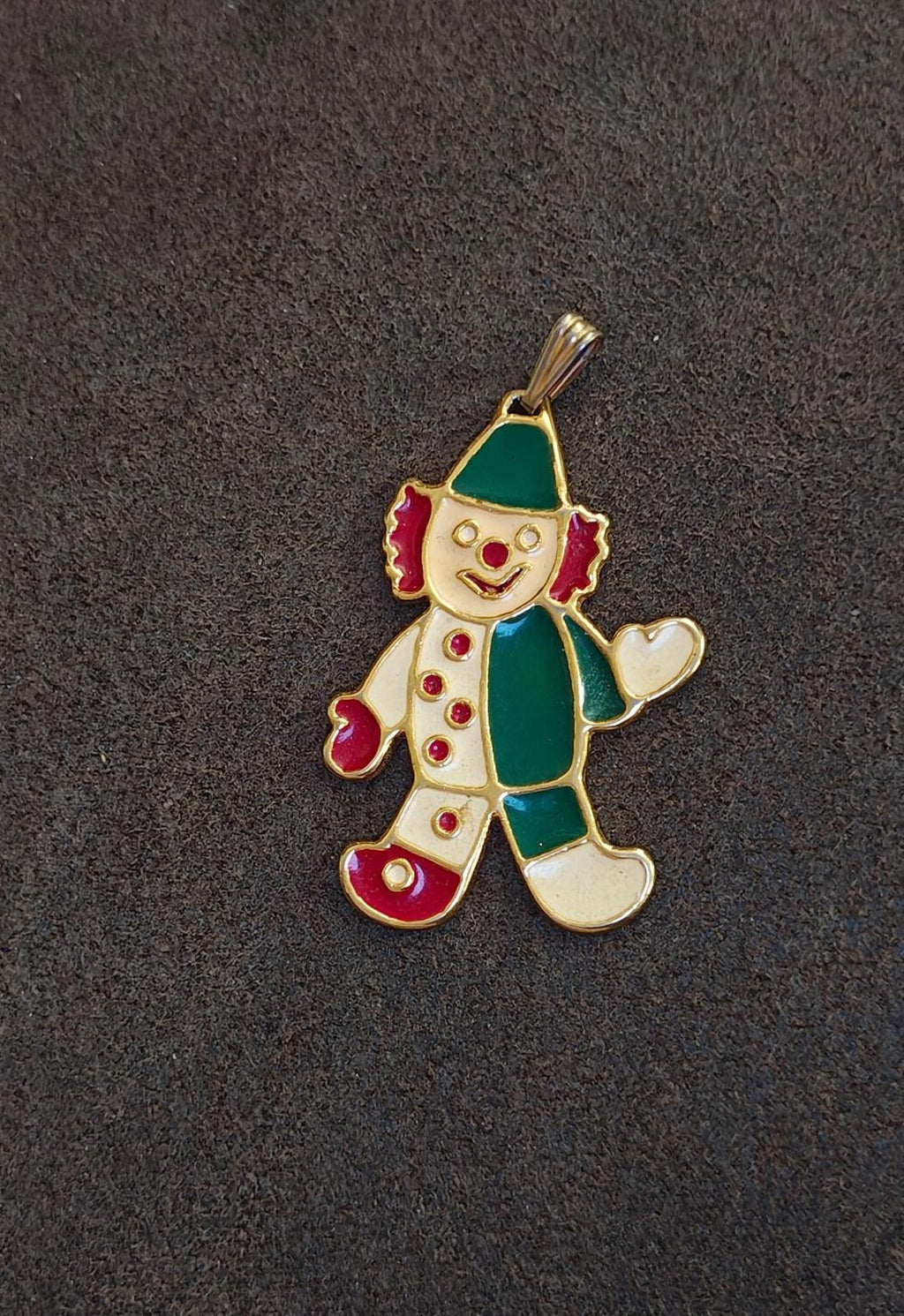 1980's Wallace Silversmiths Enamel Clown Cookie Cutter Ornament Pendant