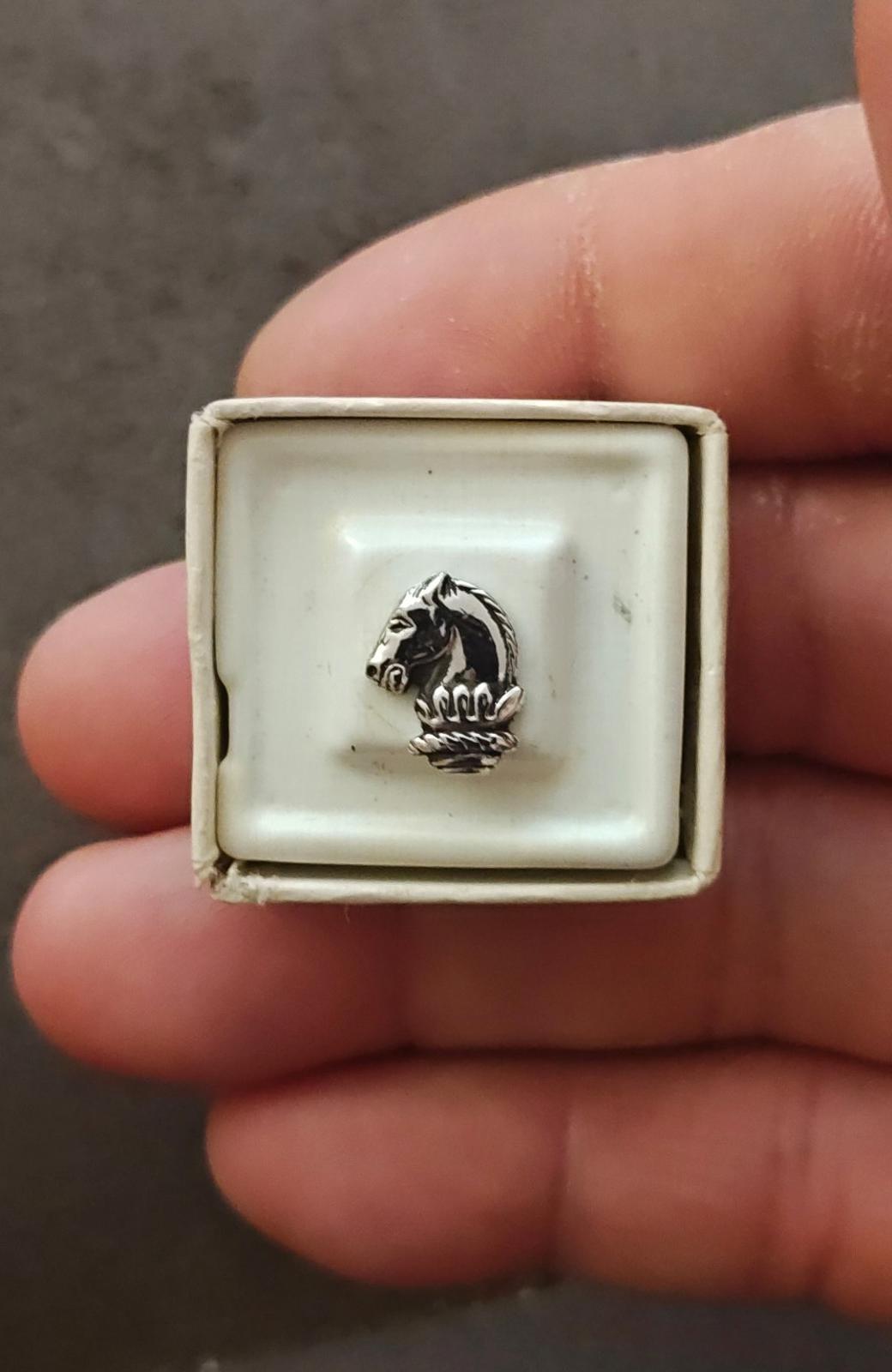 1960s Vintage Silver Tone Textured Horse Head Tie Tack Pin