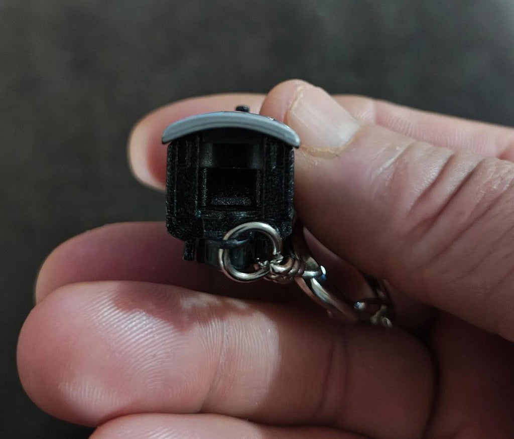 1970s Vintage Black Plastic USA American Locomotive 210 Keychain