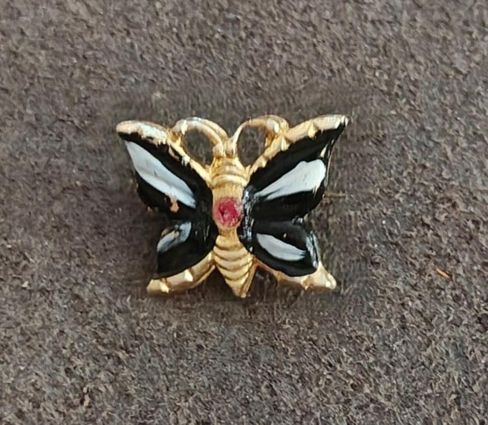 1960s/70s Gold Tone Enamel Butterfly Brooch