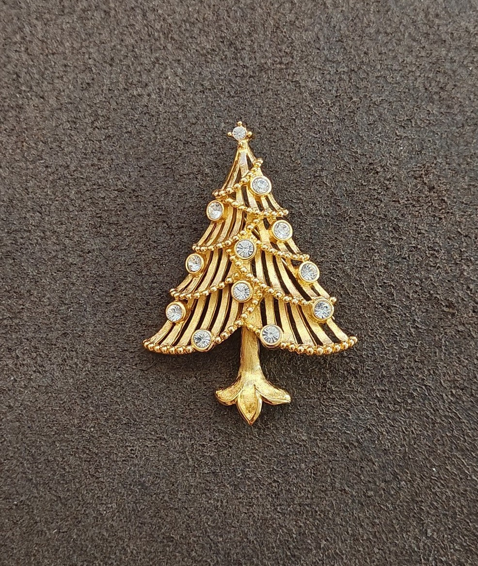 1960s/70s Gold Tone Four-tier Open Slat Christmas Tree Brooch