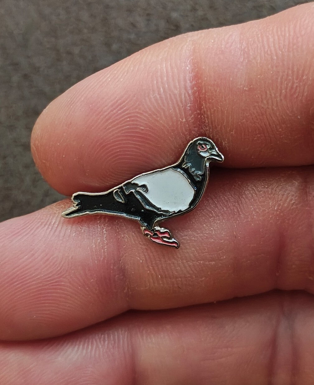 Miniature Pigeon Silver Tone Enamel Pin
