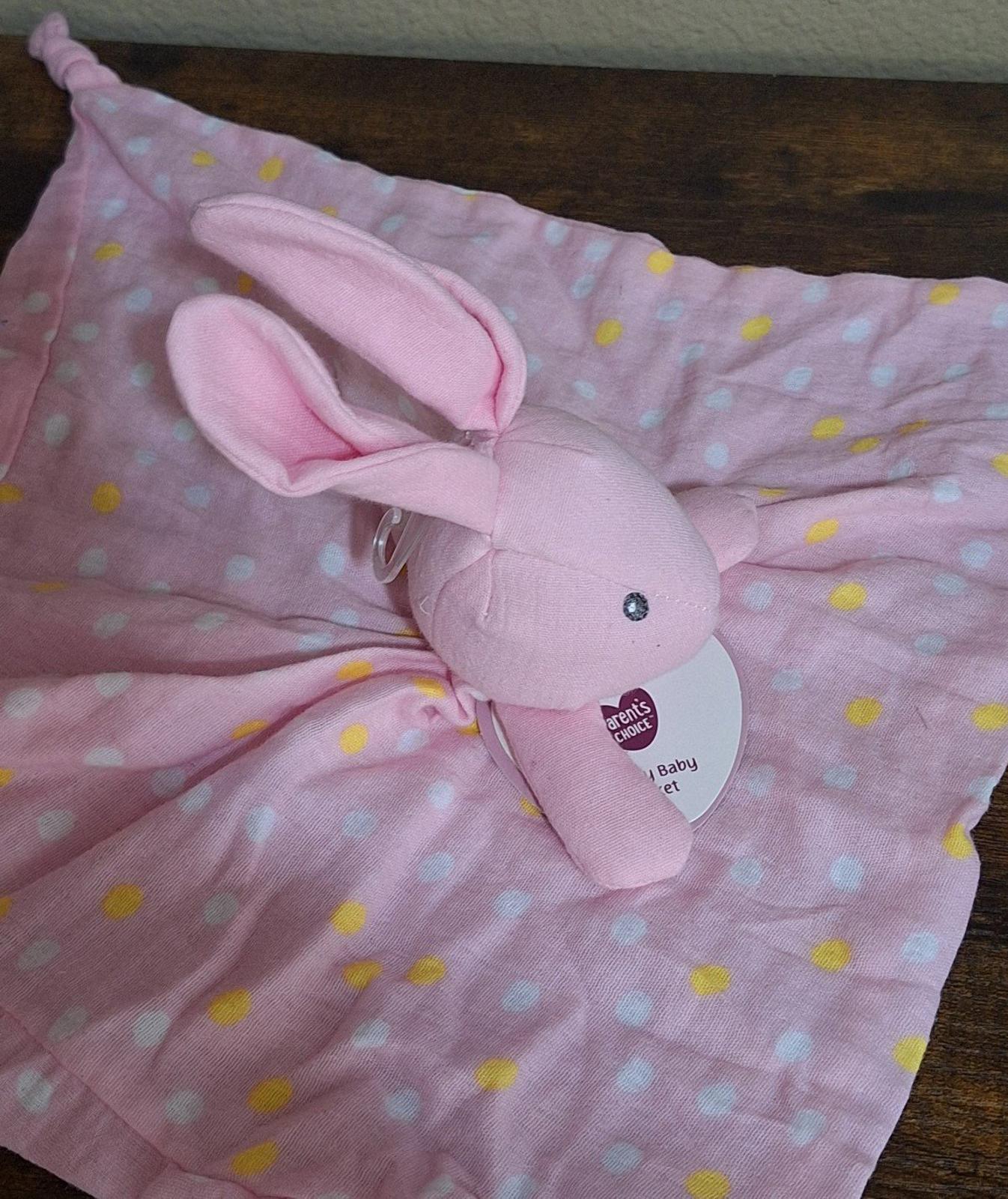 Pink Bunny Security Blanket Lovey Pink Baby Easter Rattle Plush
