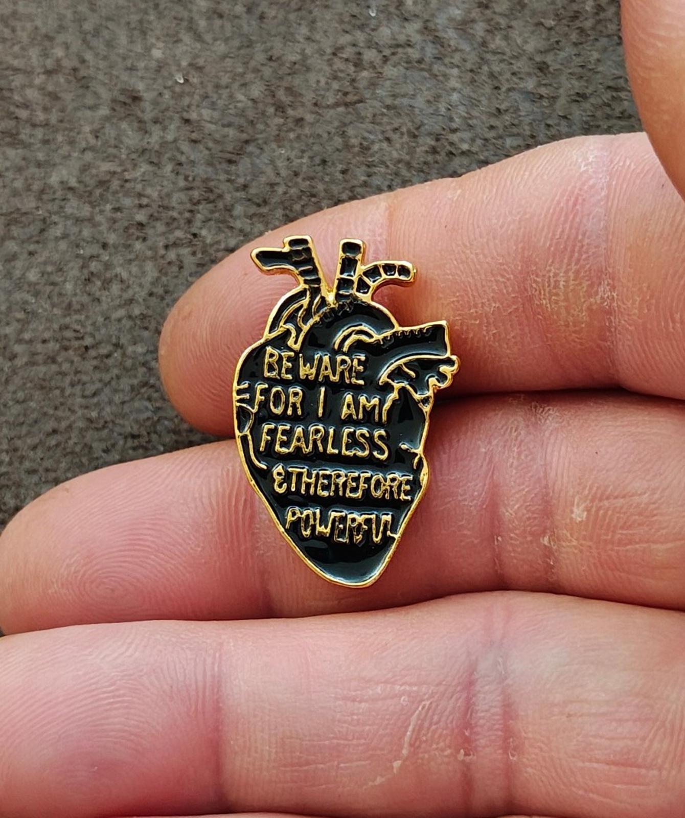 Frankenstein Anatomical Heart Gold Tone Enamel Pin Gothic Literature Collection