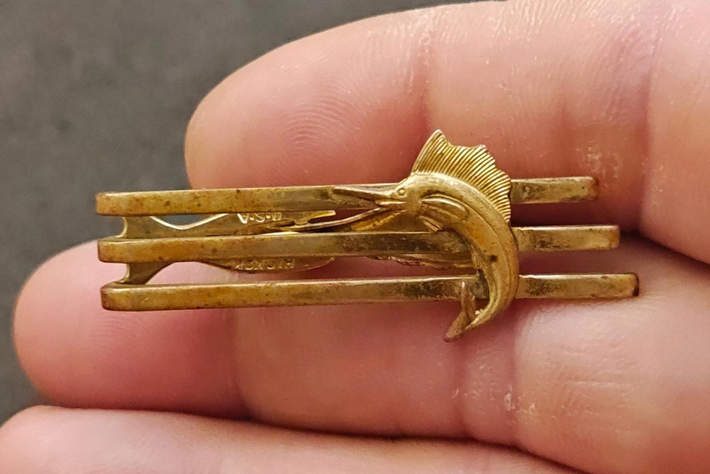 1950s Rare Hickok Brass Marlin/Sailfish Tie Clip/Tie Bar