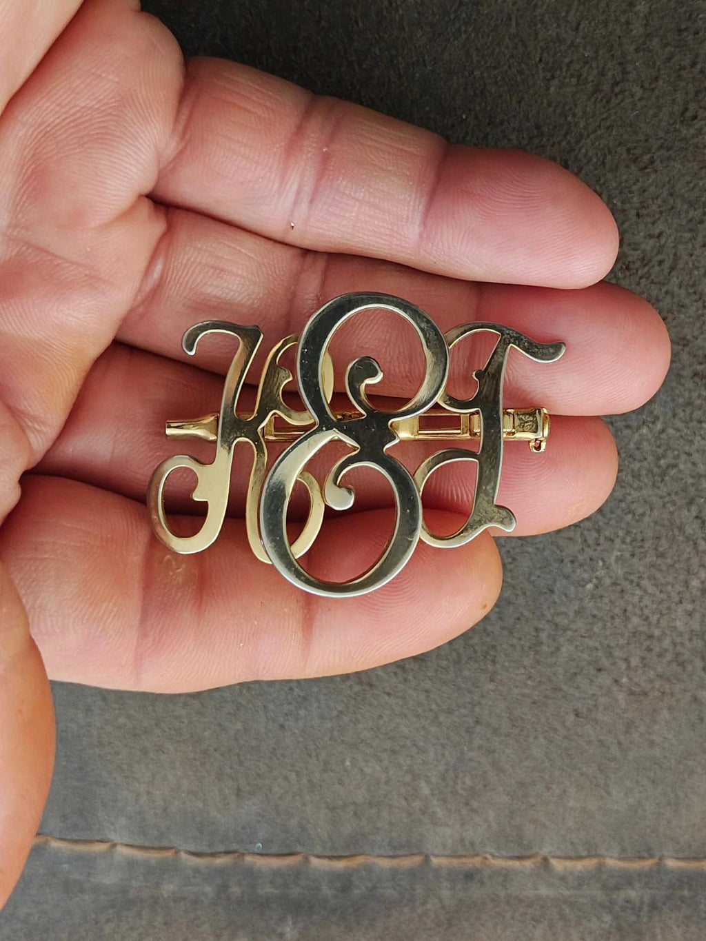 1950s Vintage Monogram Initial KEG Gold Tone Brooch Pin.