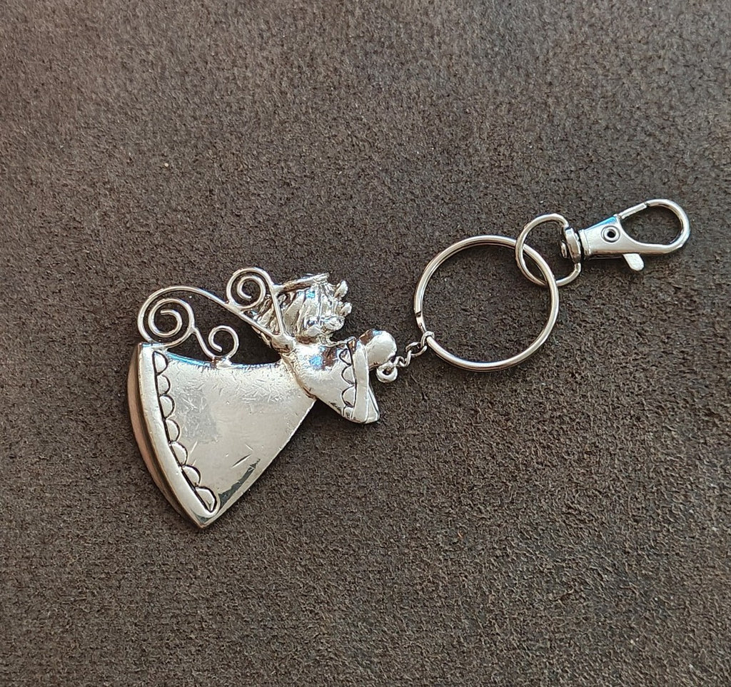 Ganz Silver Tone "God Bless" Angel Charm Keychain