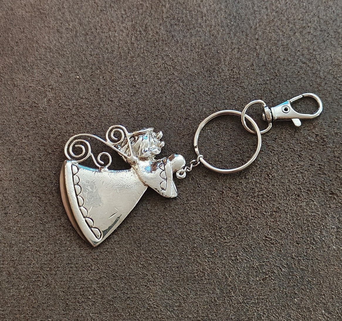 Ganz Silver Tone "God Bless" Angel Charm Keychain