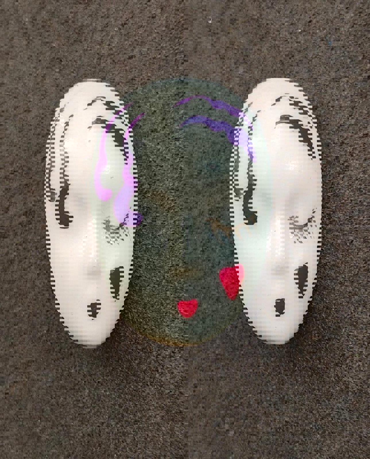 1980's Pierrot Doll Painted Face Mask Brooch Pin