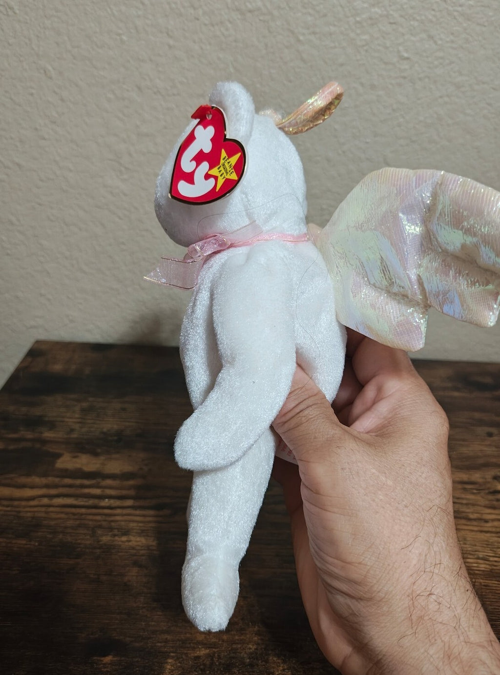1998 Rare Retired Ty Halo the Angel Bear Beanie Baby Plush