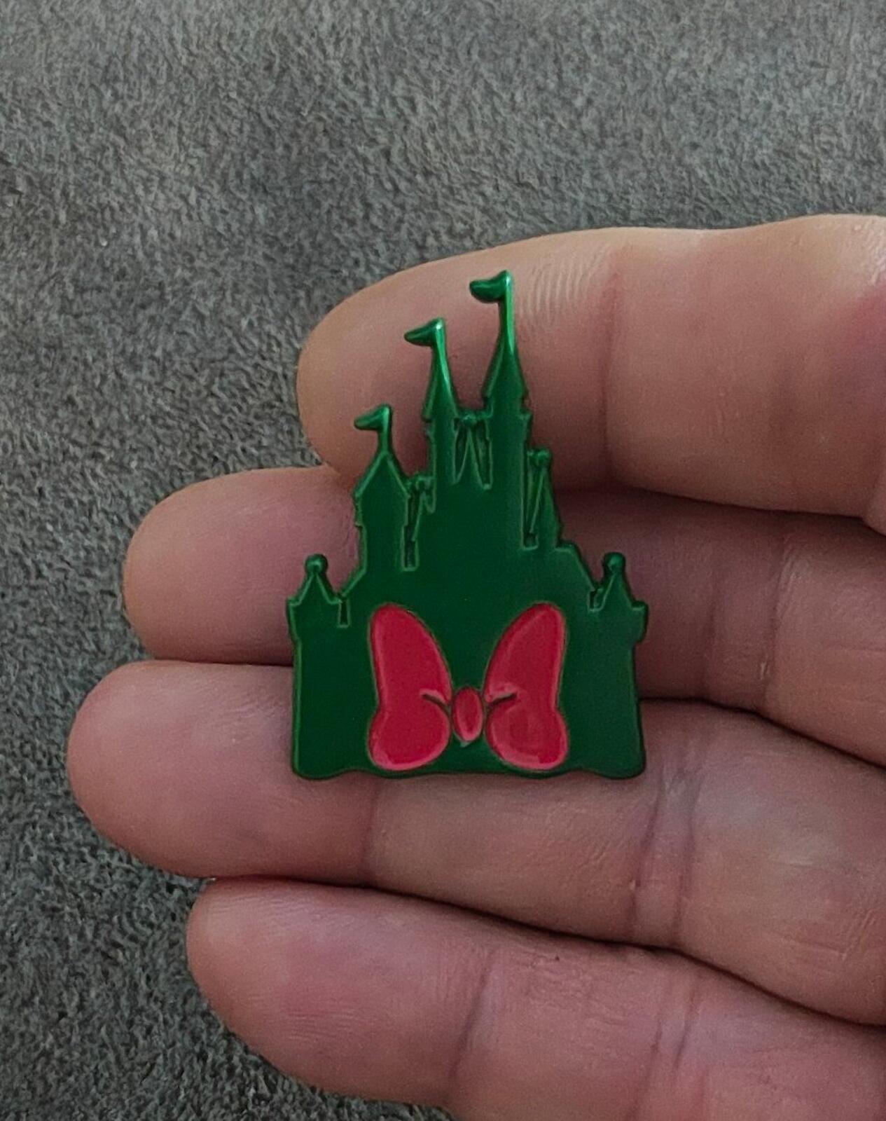Disney Inspired Silhoette Castle With Minnie Mouse Bow Enamel Pin