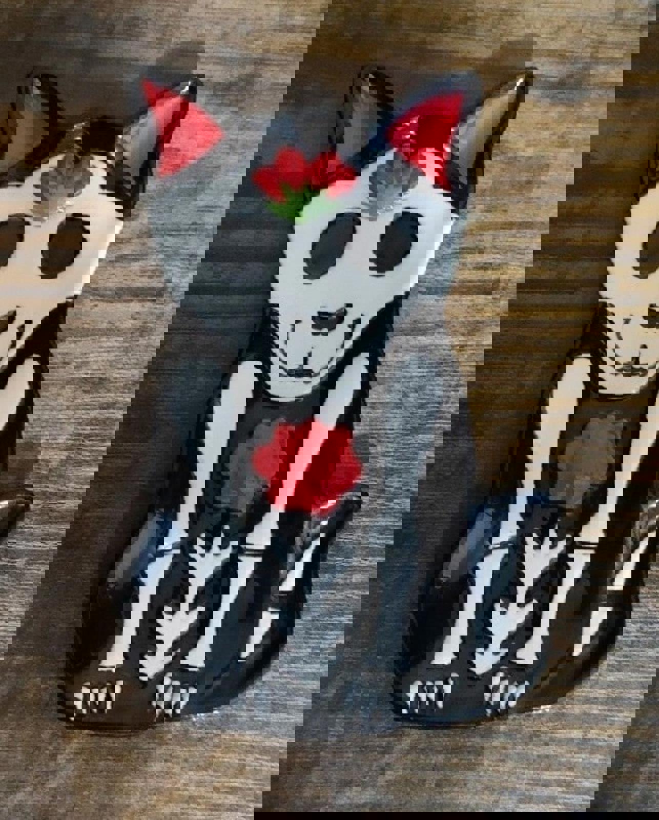 Set Of 3-3D Black Sugar Skull Skeleton Cat Day Of The Dead Trinket Plates