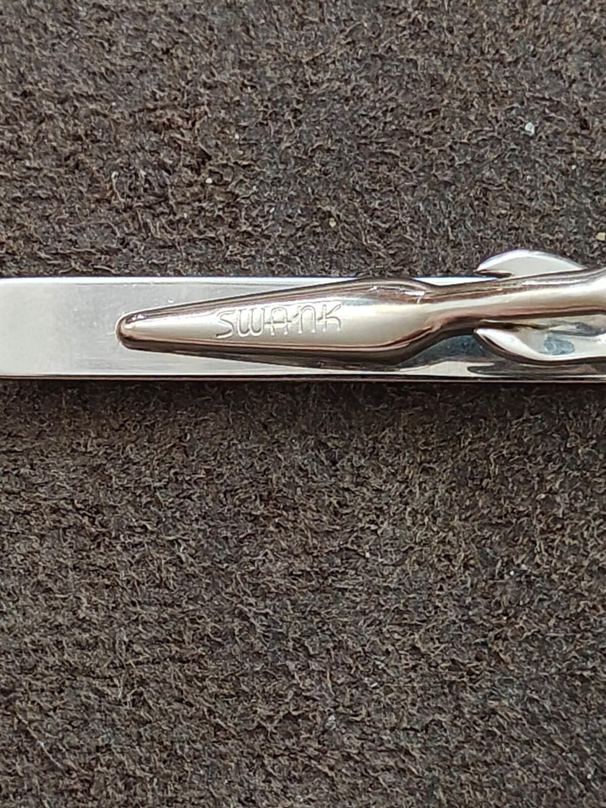1960s Swank Silver Tone Textured With Centered Pearl