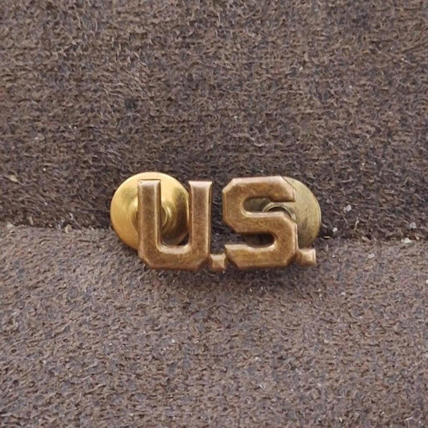 40s US Military Gold Tone Metal U.S. Initials Pin