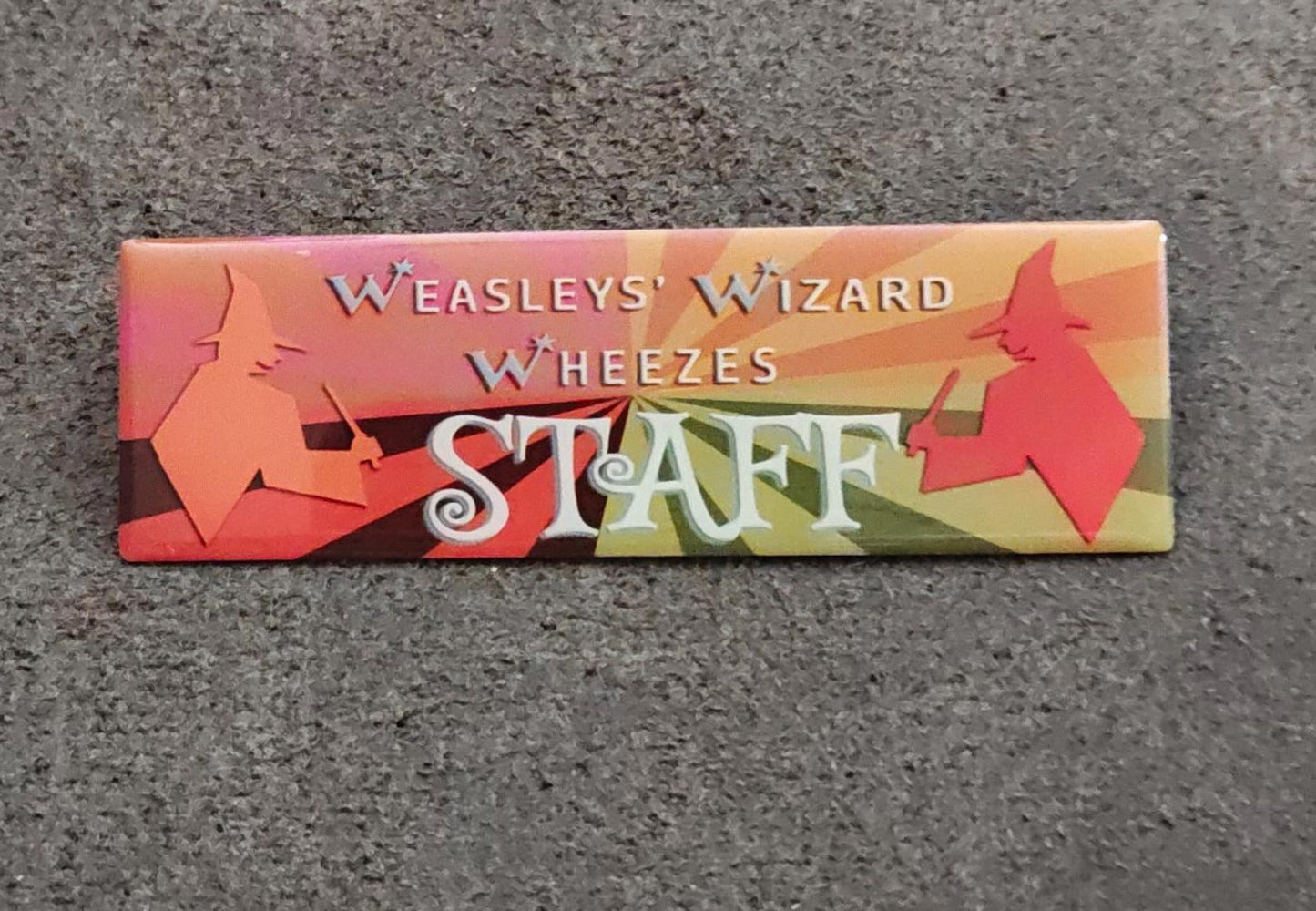Rare LitJoy Harry Potter Weasleys' Wizard Wheezes Staff Silver Tone Badge Pin