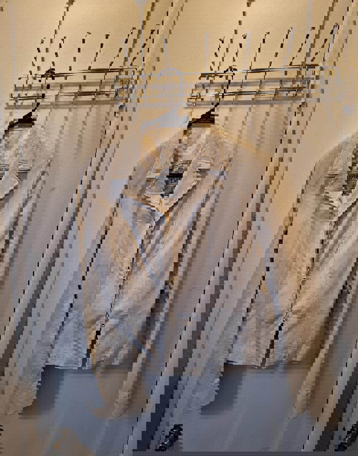 Peruzzi Cream Colored Leather Jacket Made in Florence, Italy