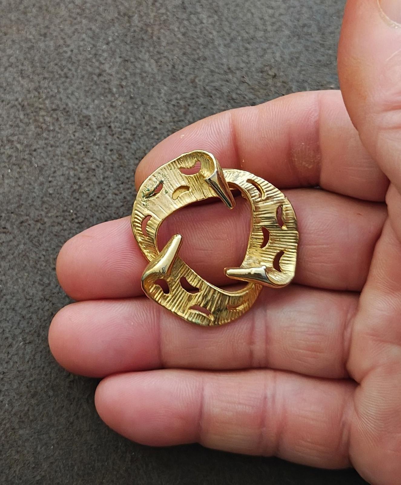 1980s Modernist Abstract Gold Tone Brooch